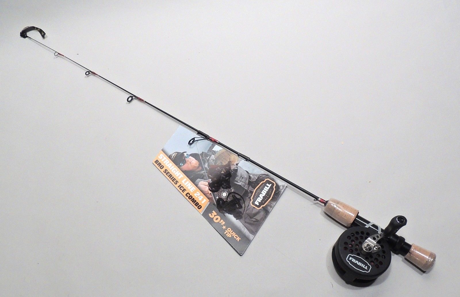NEW FRABILL 6854 STRAIGHT LINE 241 BRO SERIES ICE FISHING COMBO 30" QT ROD REEL 