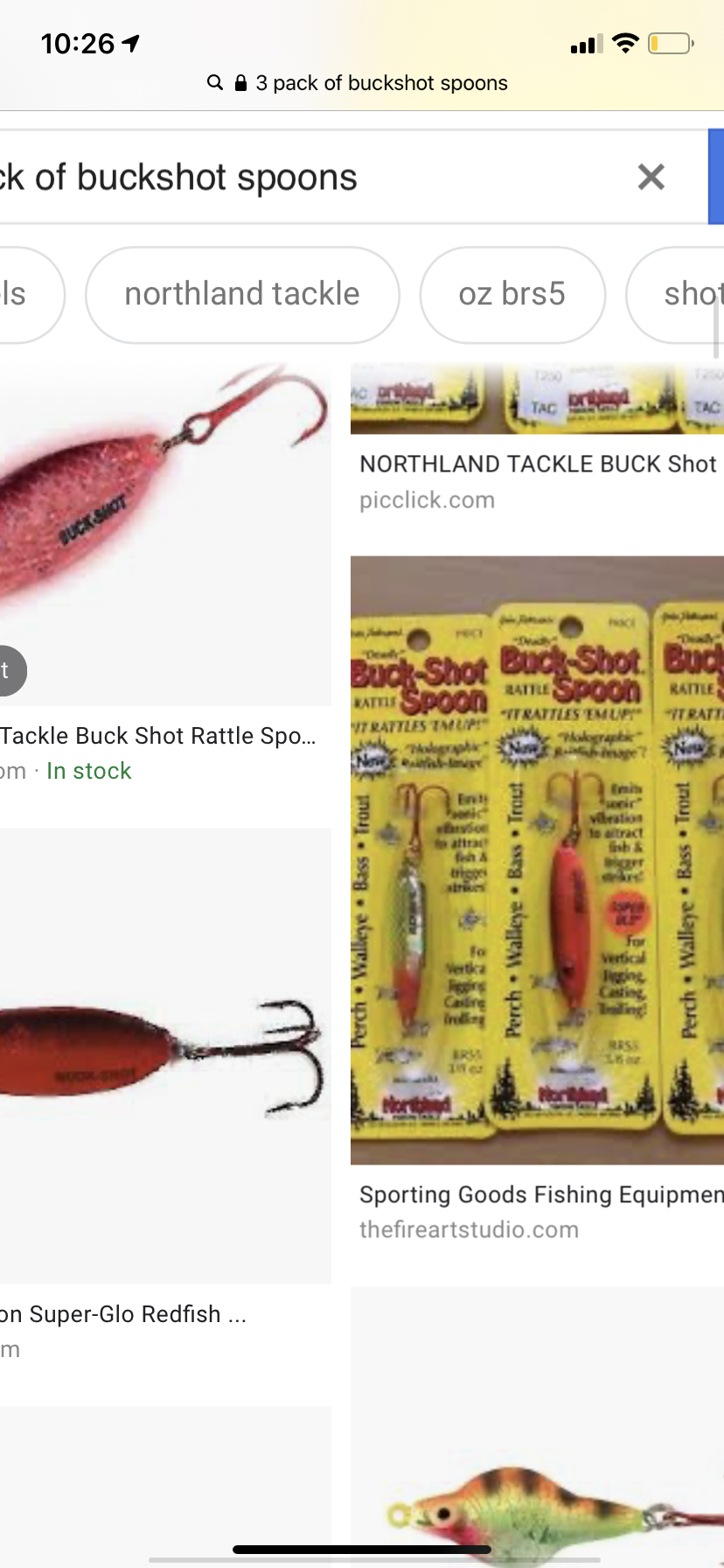 What is the name of the glow buckshot rattle spoon? - Ice Fishing