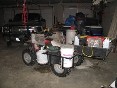 How do you haul your ice fishing gear on an ATV - Ice Fishing