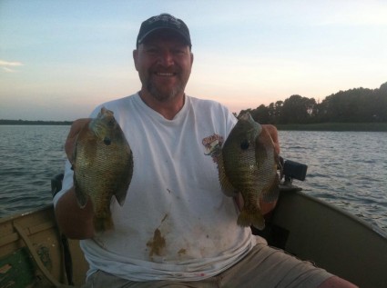 Dad with a few nice gills at sunset