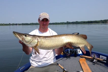 Rick made a stop to fish with me before his annual trip to Canada. This was one of 5 fish we had hooked that day!