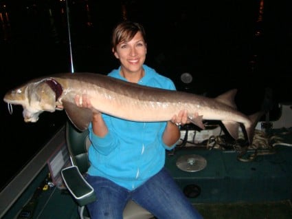 Samantha "Sam" with her first Lake Sturgeon dance measuring at 52 inches.